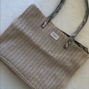 Victoria's Secret Beige Tote Bag with Patterned Handles